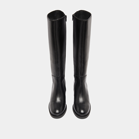 Bottes à talons et à bouts ronds in black leather | ATILUS