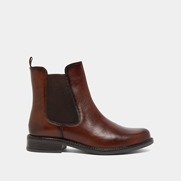 Boots &agrave; &eacute;lastiques et &agrave; bouts ronds in cognac leather | AUDRY