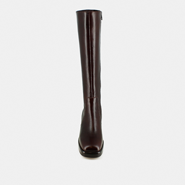 Platform boots in chocolate distressed leather calf size M | BETINA