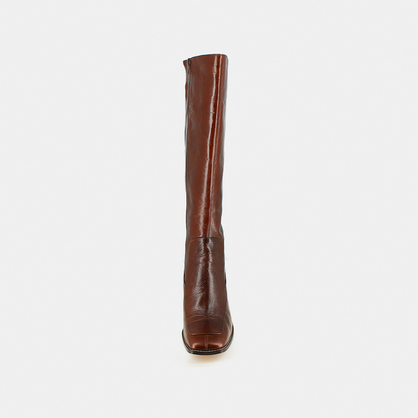 High boots with square toes in brown leather calf size m | VAUBANE