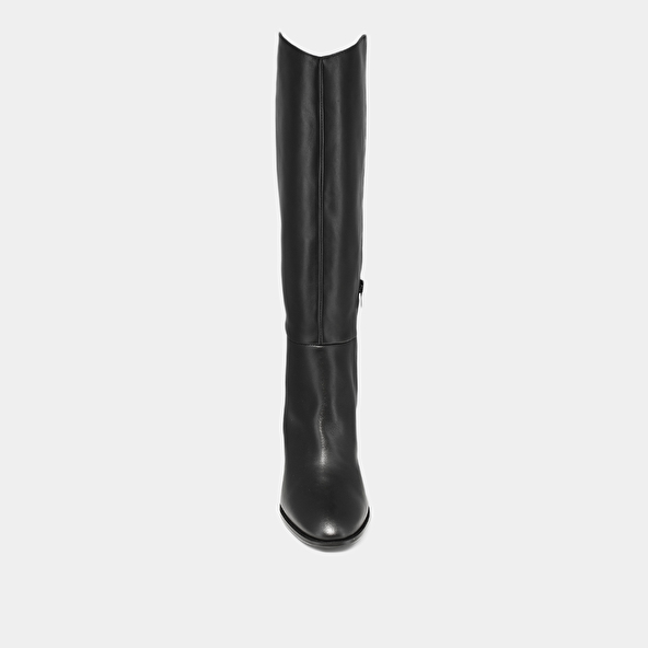 Bottes hautes &agrave; bouts pointus in black leather | NESSA
