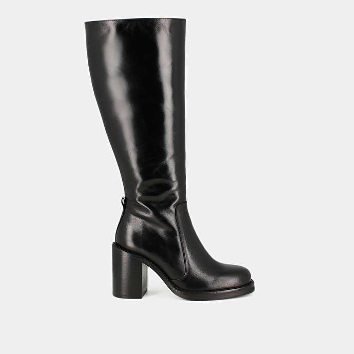Boots with overflowing heels in black leather calf size m | BRETZEL