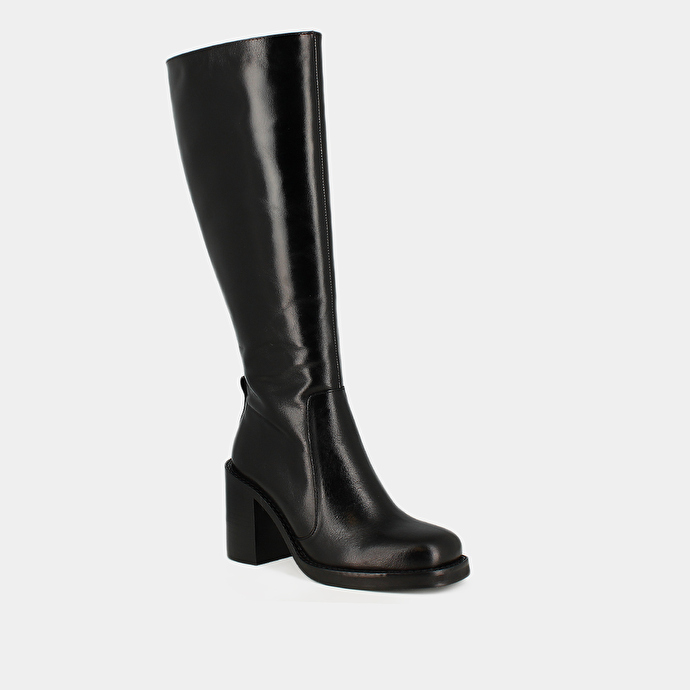 Boots with overflowing heels in black leather calf size m | BRETZEL