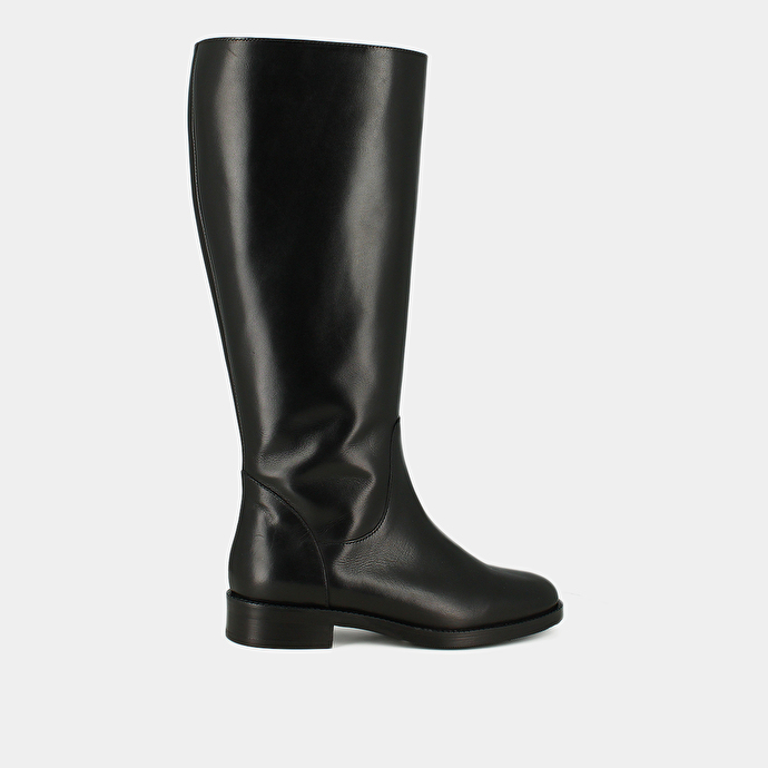 Bottes hautes in black leather calf size m | FLOWER