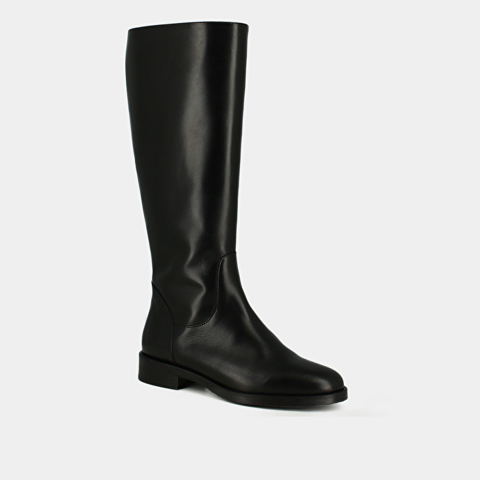 Bottes hautes in black leather calf size m | FLOWER