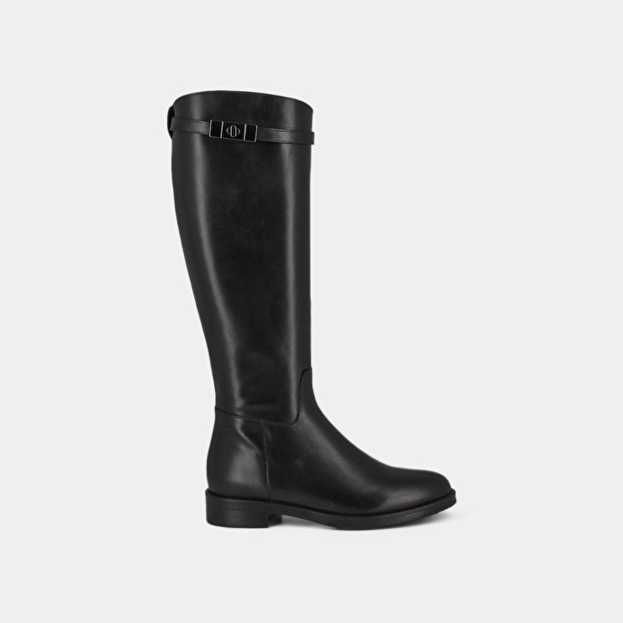 Round-toe boots in black leather | FLY