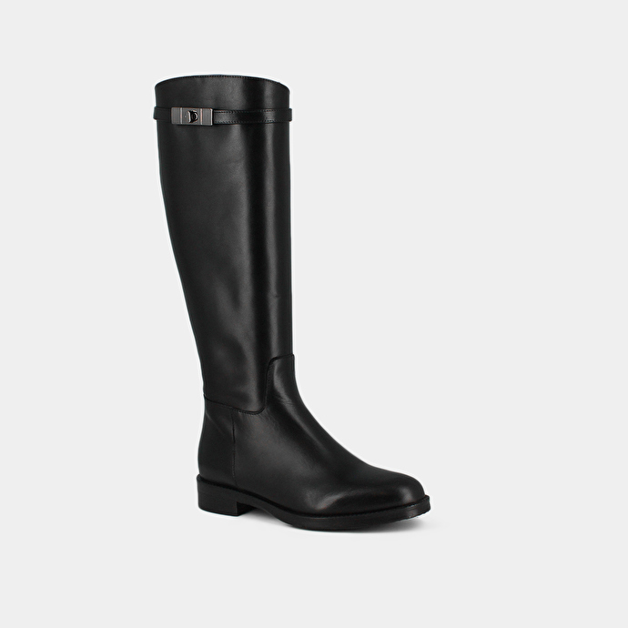 Round-toe boots in black leather | FLY