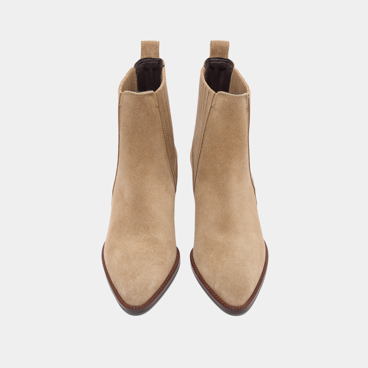 Boots &agrave; petits talons biseaut&eacute;s et &eacute;last... in taupe suede | BAILEY