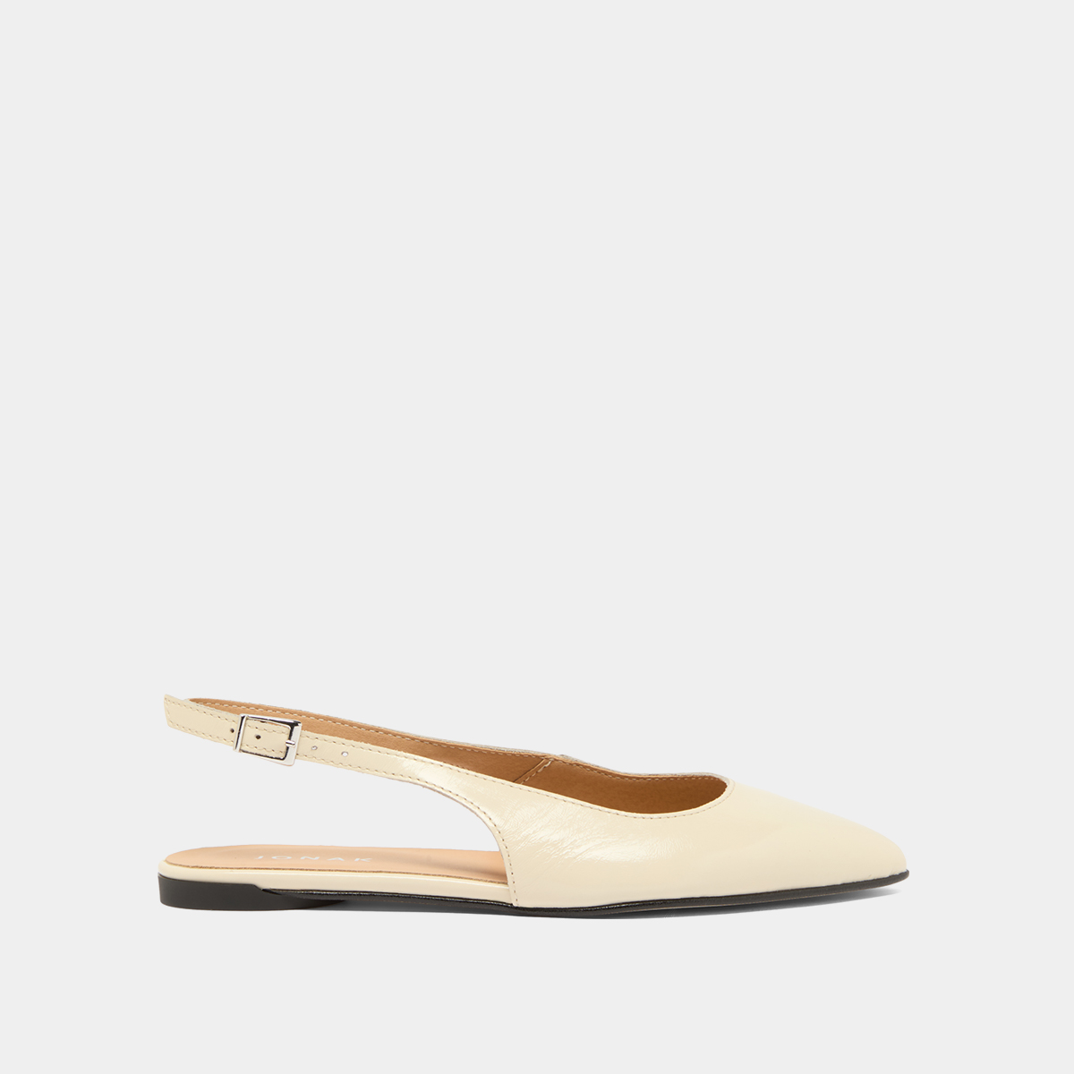 Slingback ballet flats in ecru pleated varnish | NOA