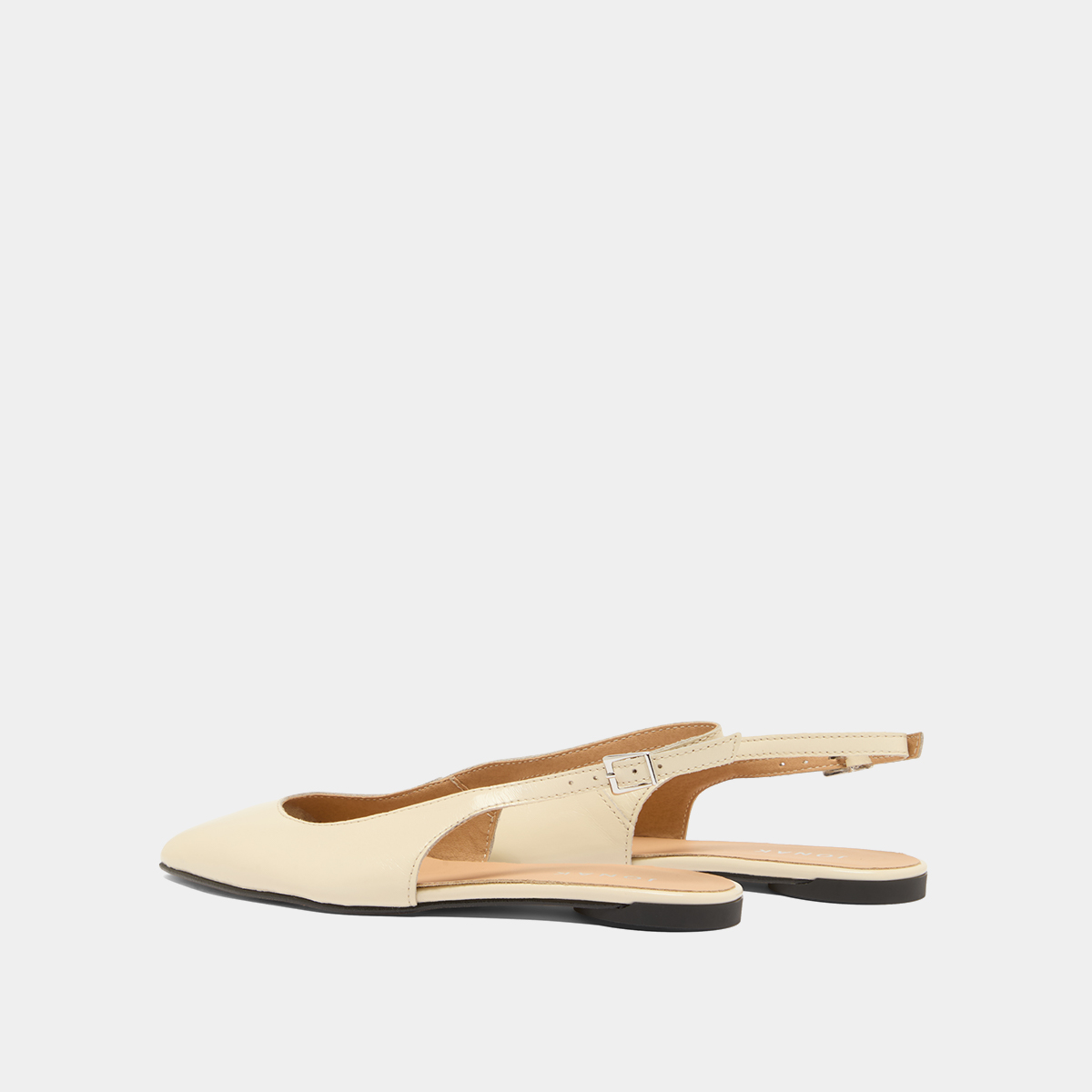 Slingback ballet flats in ecru pleated varnish | NOA