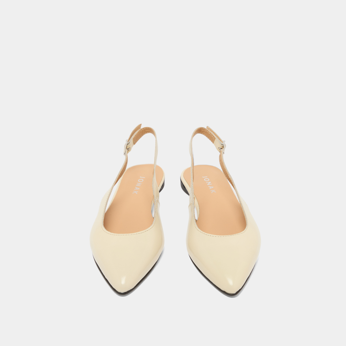 Slingback ballet flats in ecru pleated varnish | NOA