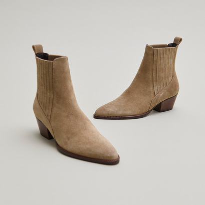 Boots à petits talons biseautés et élast... taupe