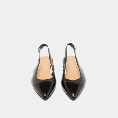 Slingback ballet flats in black pleated varnish | noa