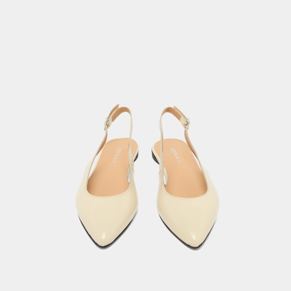 Slingback ballet flats in ecru pleated varnish | NOA