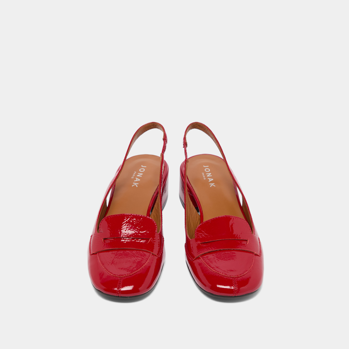 Flap slingbacks in red pleated varnish | BRIDE