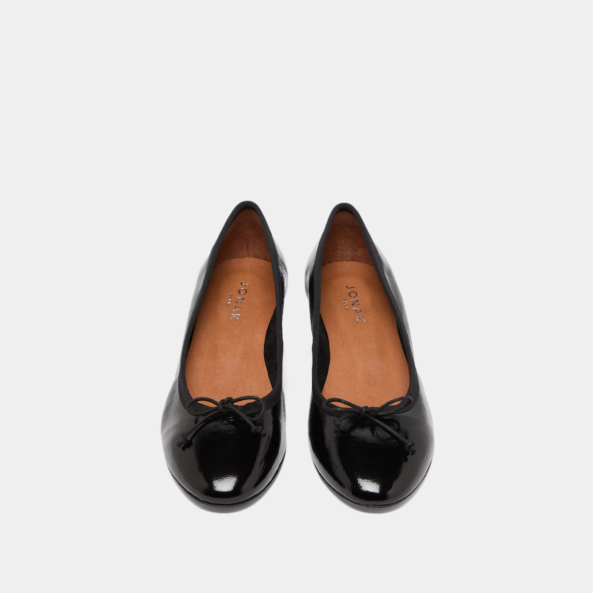 Wedge ballerinas in black pleated varnish | AIRELLE