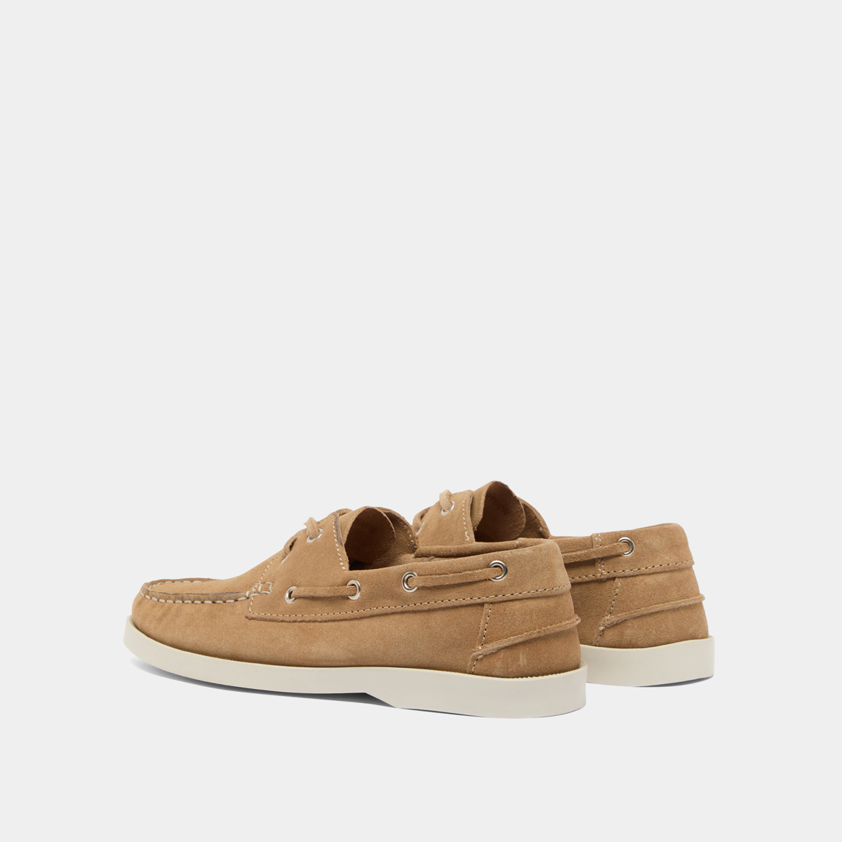 Derbies with thick laces and topstitching in beige crust | OMBELINE
