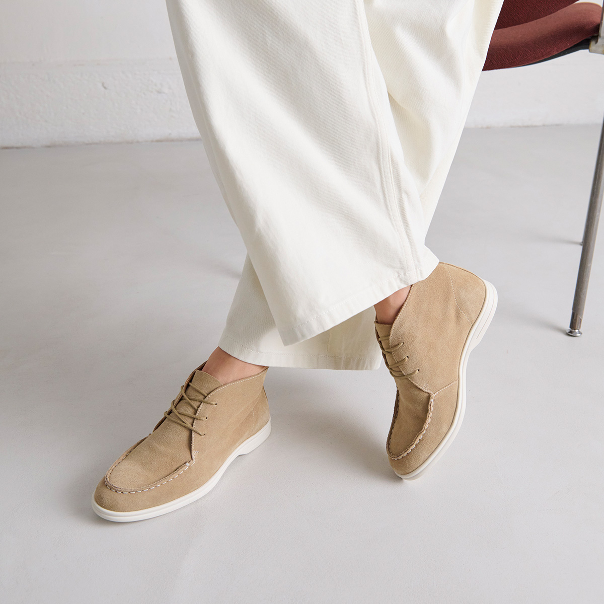 Derbies with topstitching in beige crust | OLYMPE