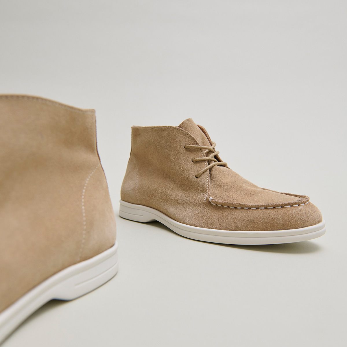 Derbies with topstitching in beige crust | OLYMPE