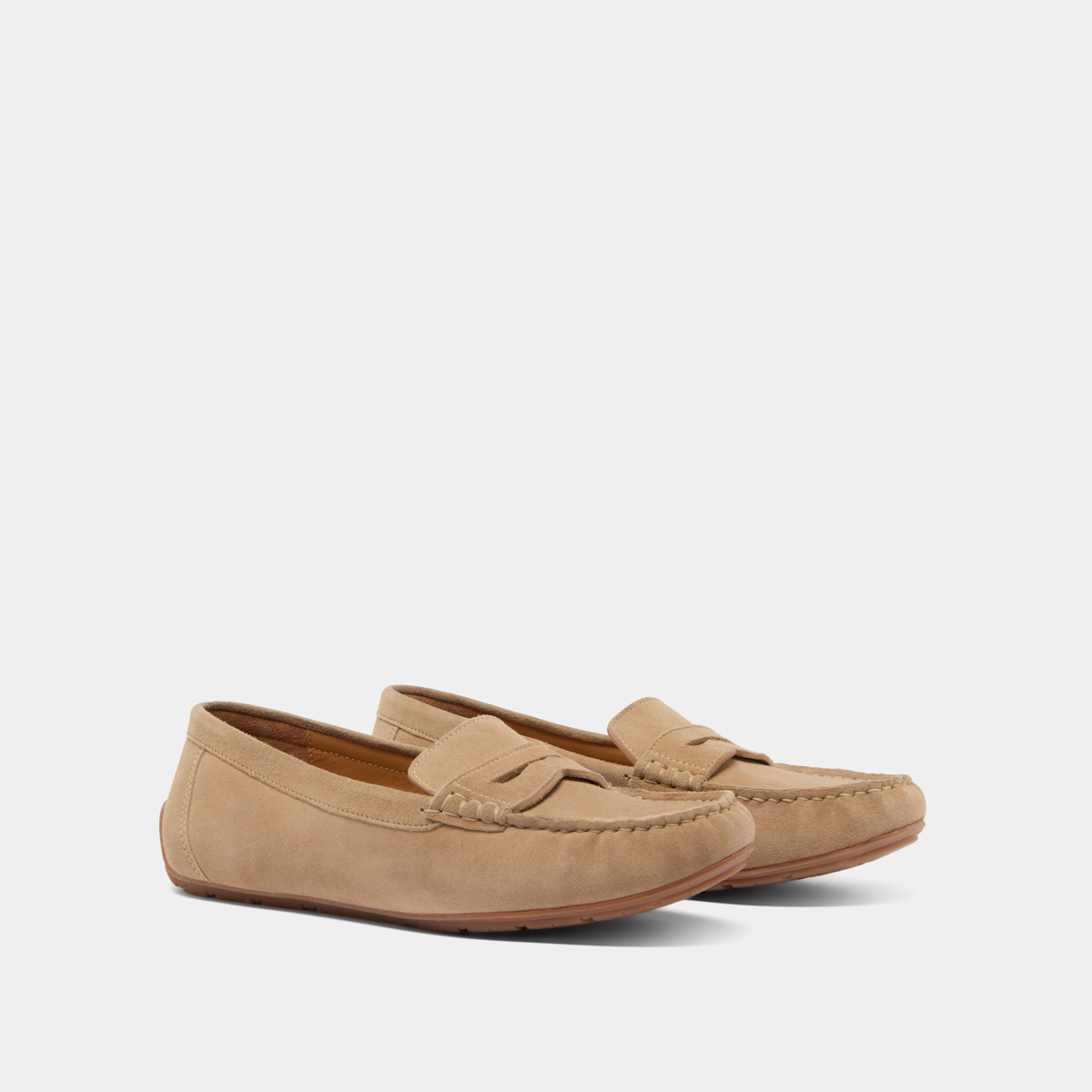 Ruched loafers in beige velvet | ANTONIA