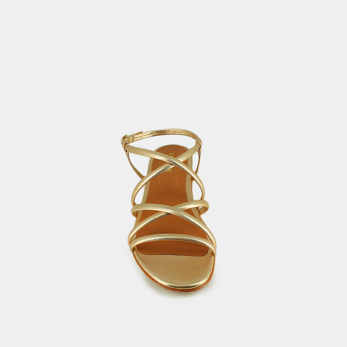 Plagettes with straps in gold metallic leather | WAPO