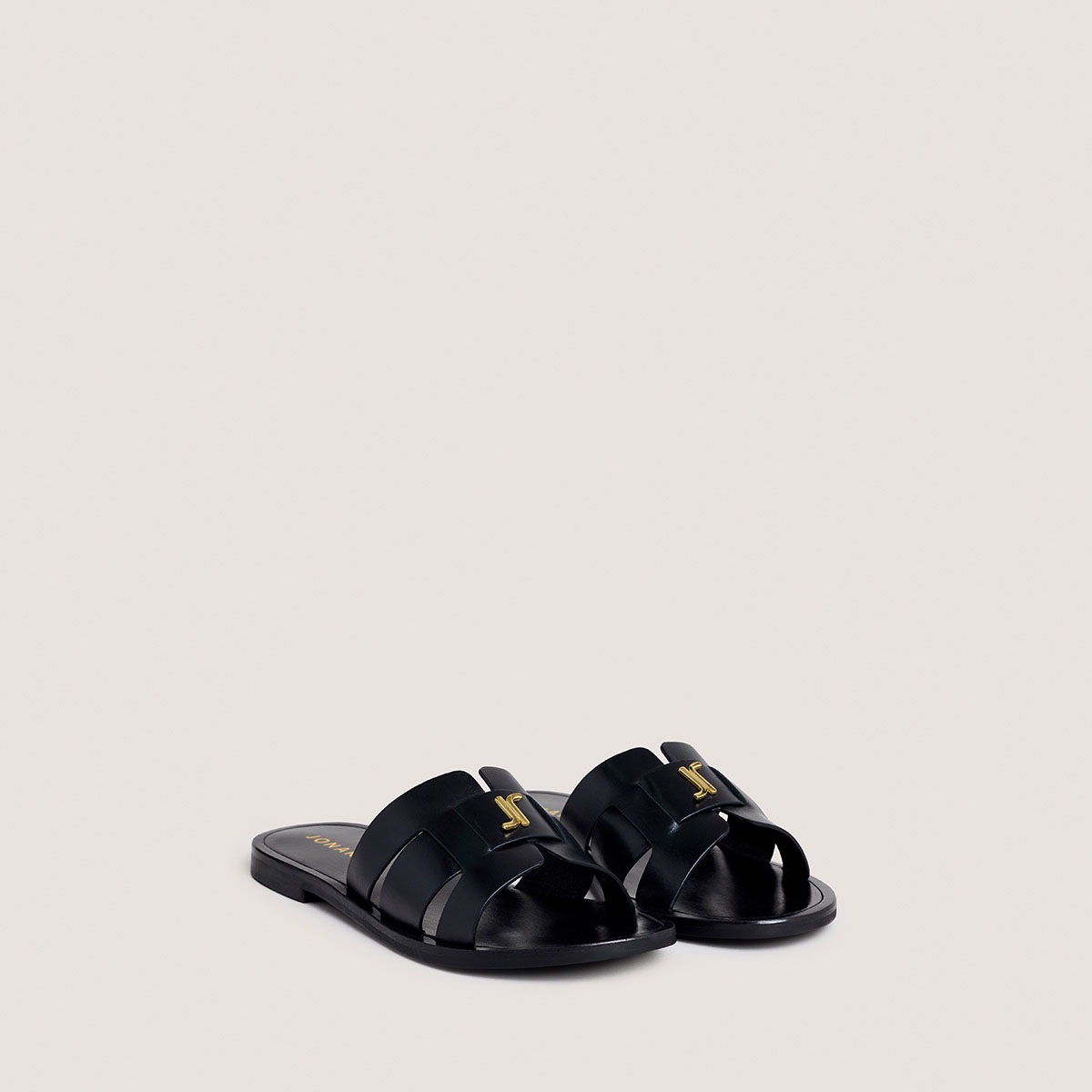 Sandals with monogram in black leather | WEIL