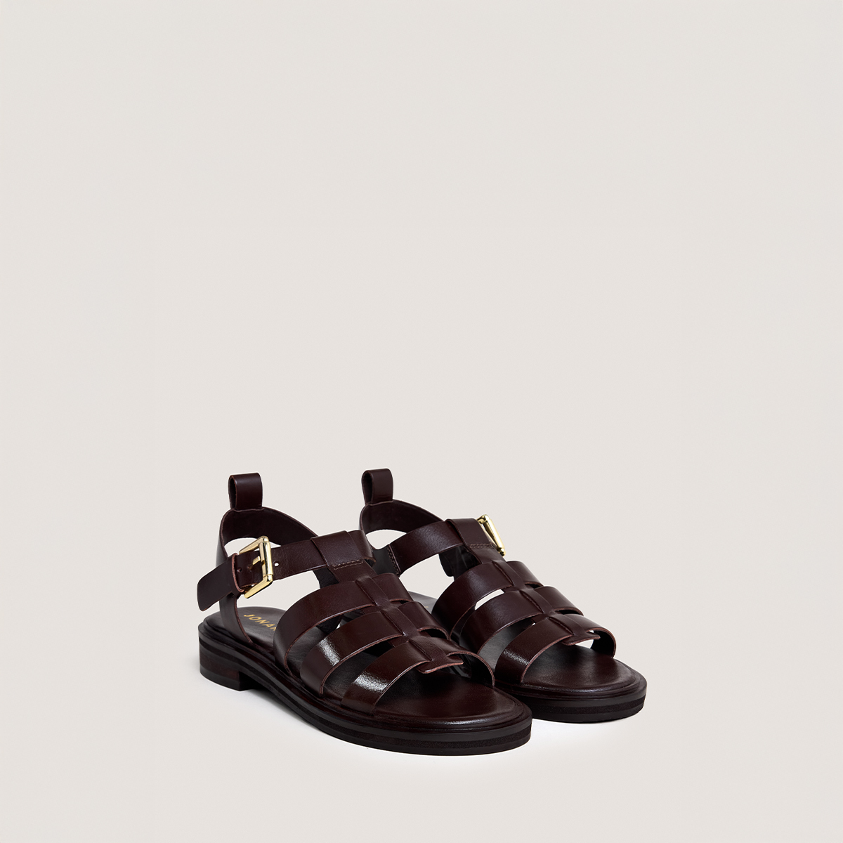 Sandals with adjustable buckles in dark brown leather | WOOL