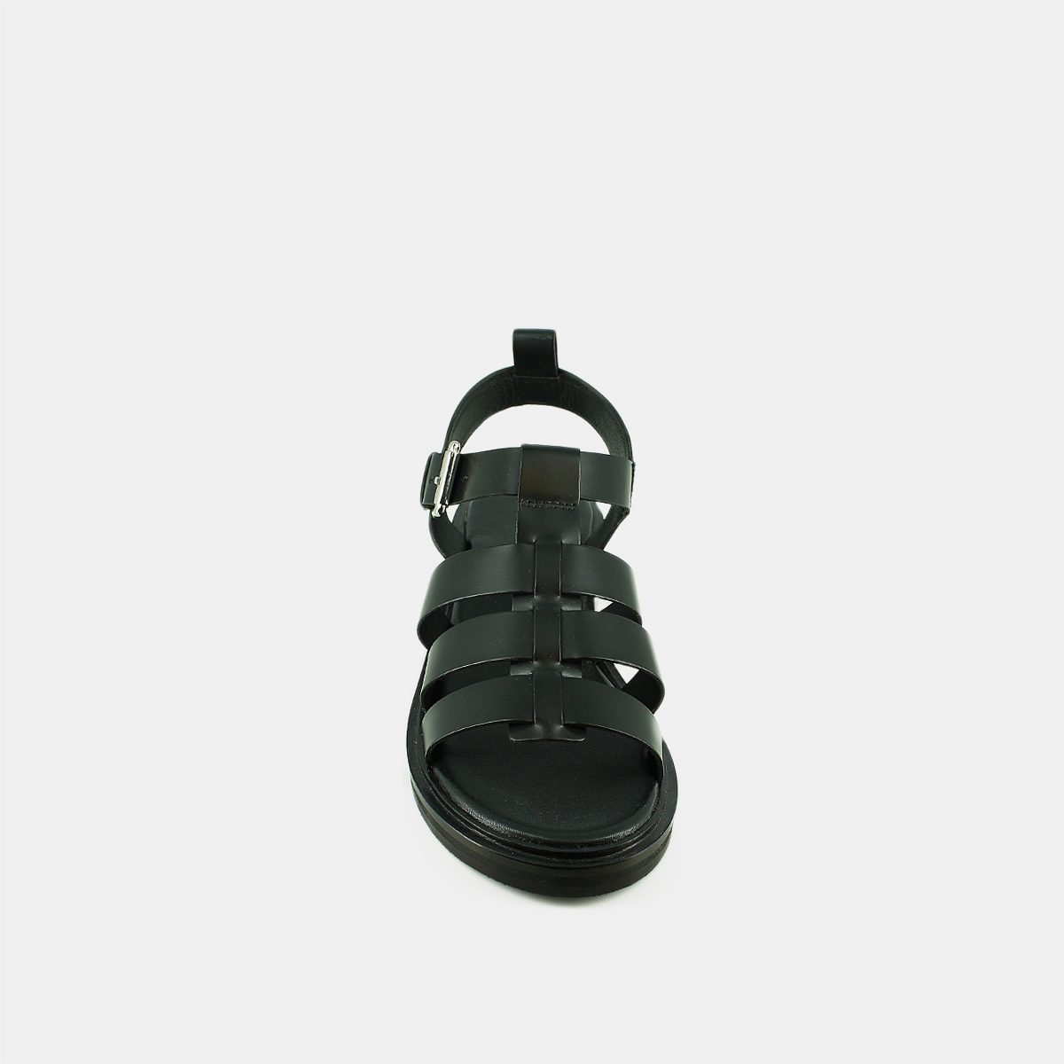 Sandals with adjustable buckles in black leather | WOOL
