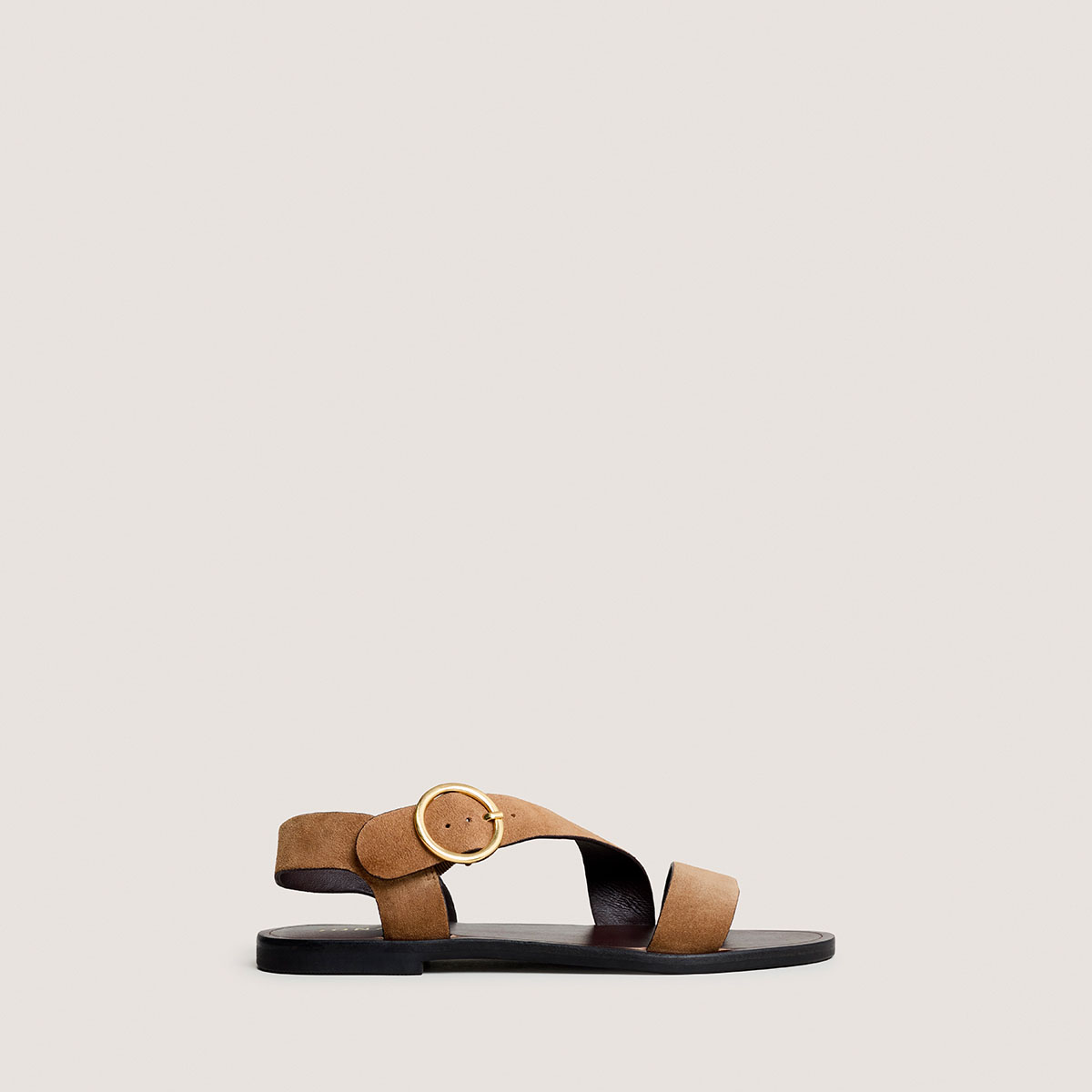 Sandals with wide straps and adjustable buckles in taupe crust | WELBI