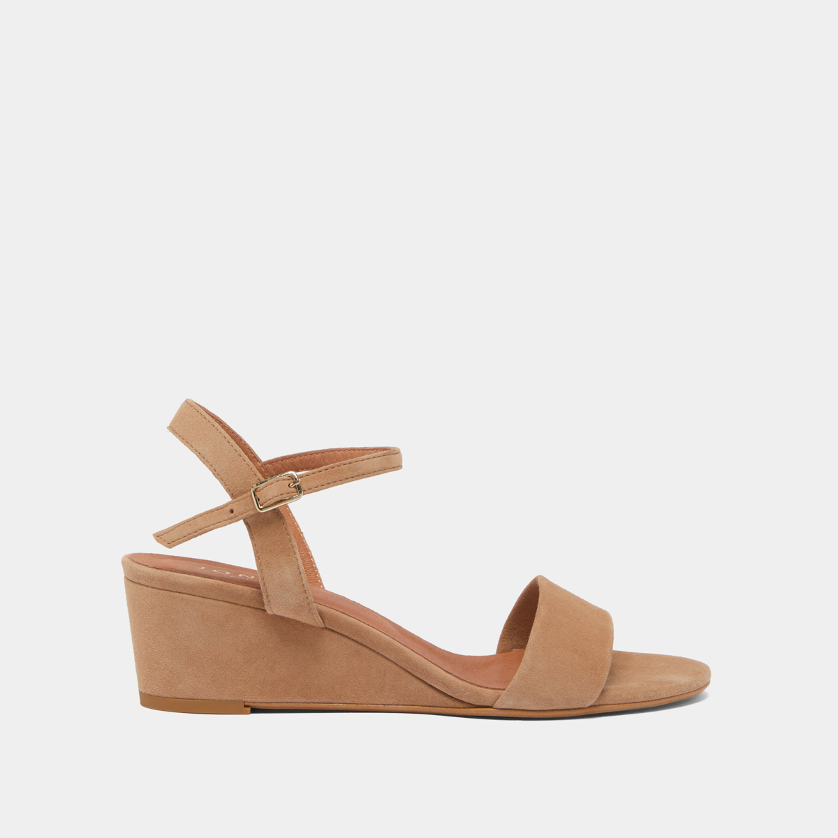 Wedge sandals in camel velvet | AGRUME