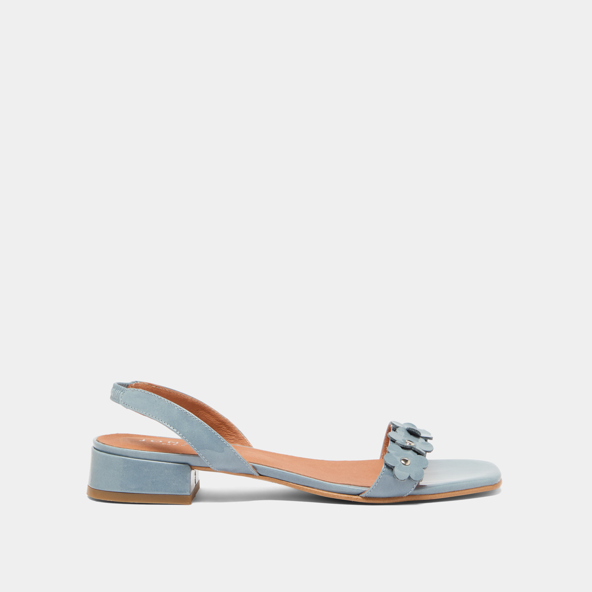 Flower sandals in jeans varnish | ANOUCHKA