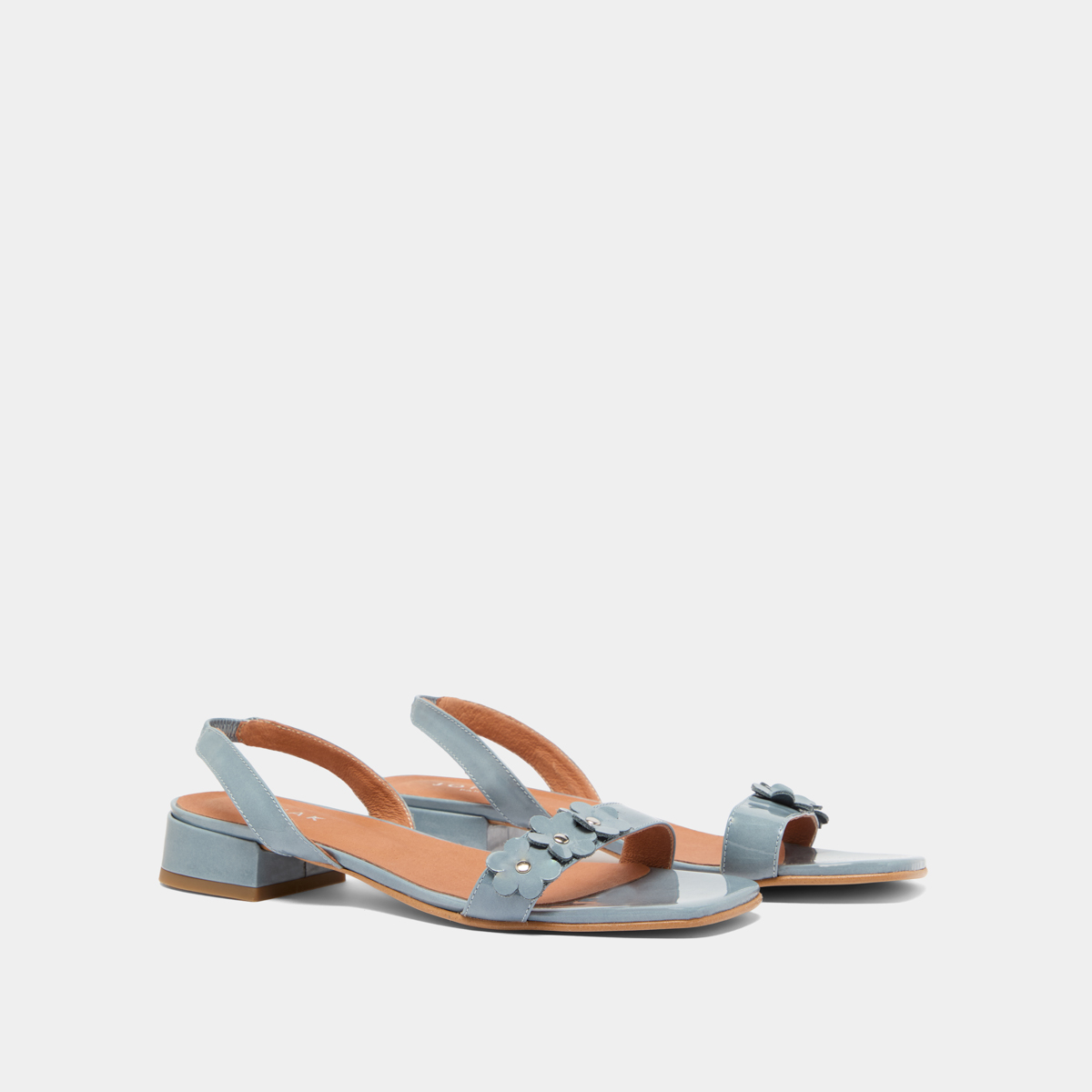 Flower sandals in jeans varnish | ANOUCHKA