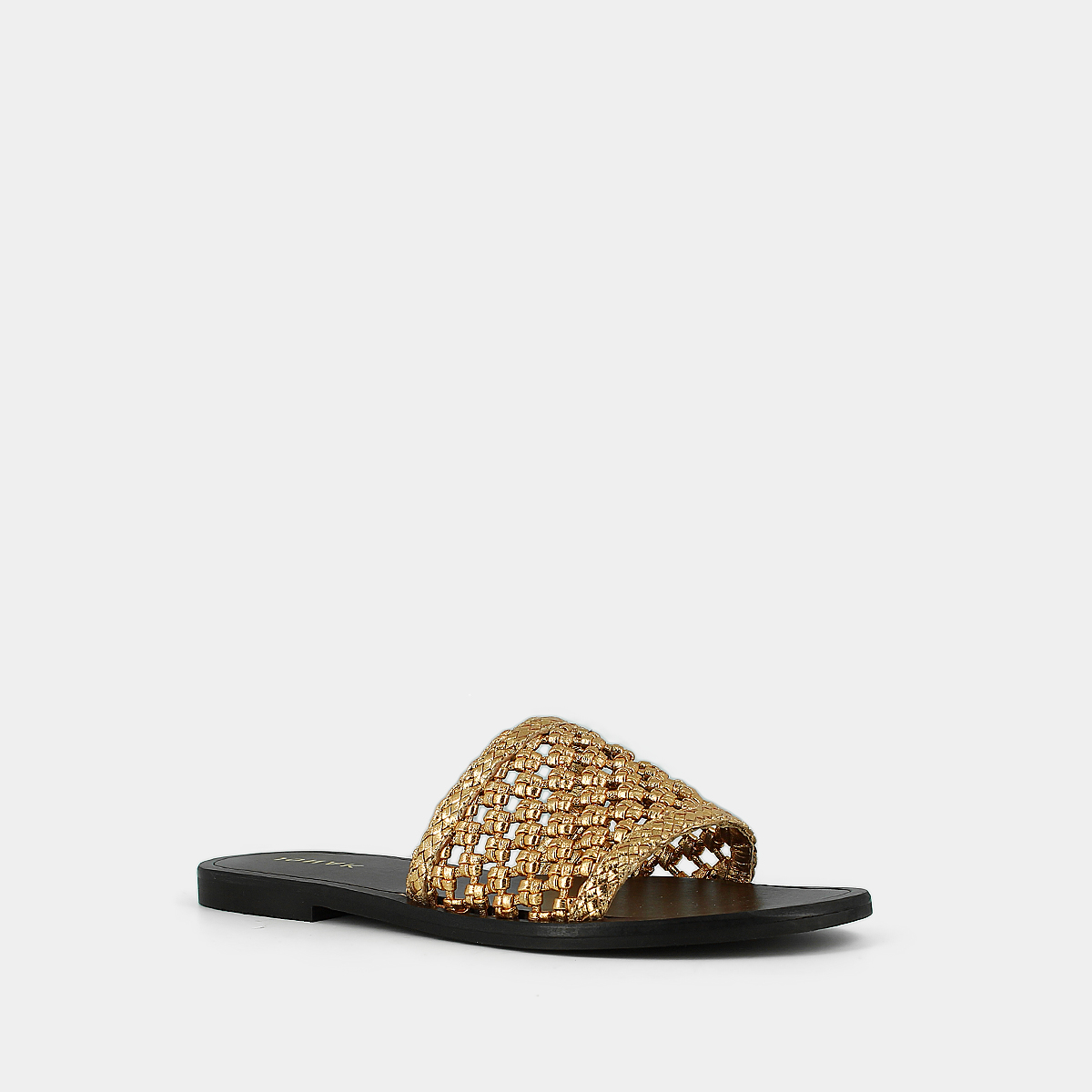Openwork beach sandals in gold metallic leather | WISSEL