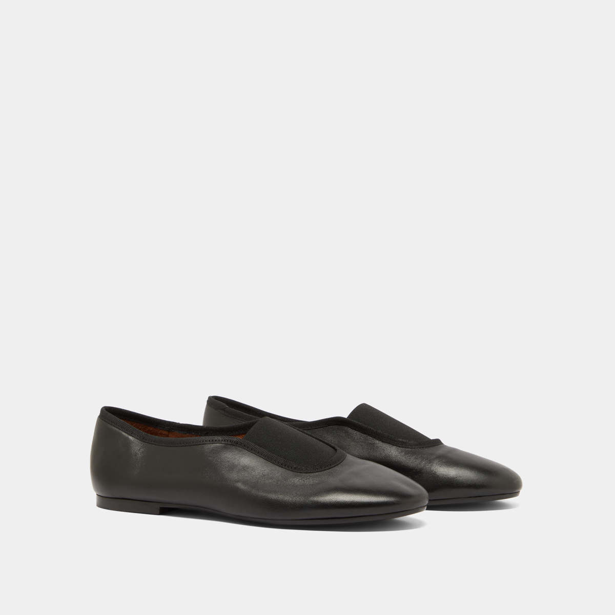 Elastics ballet flats in black leather and black textile | DABO