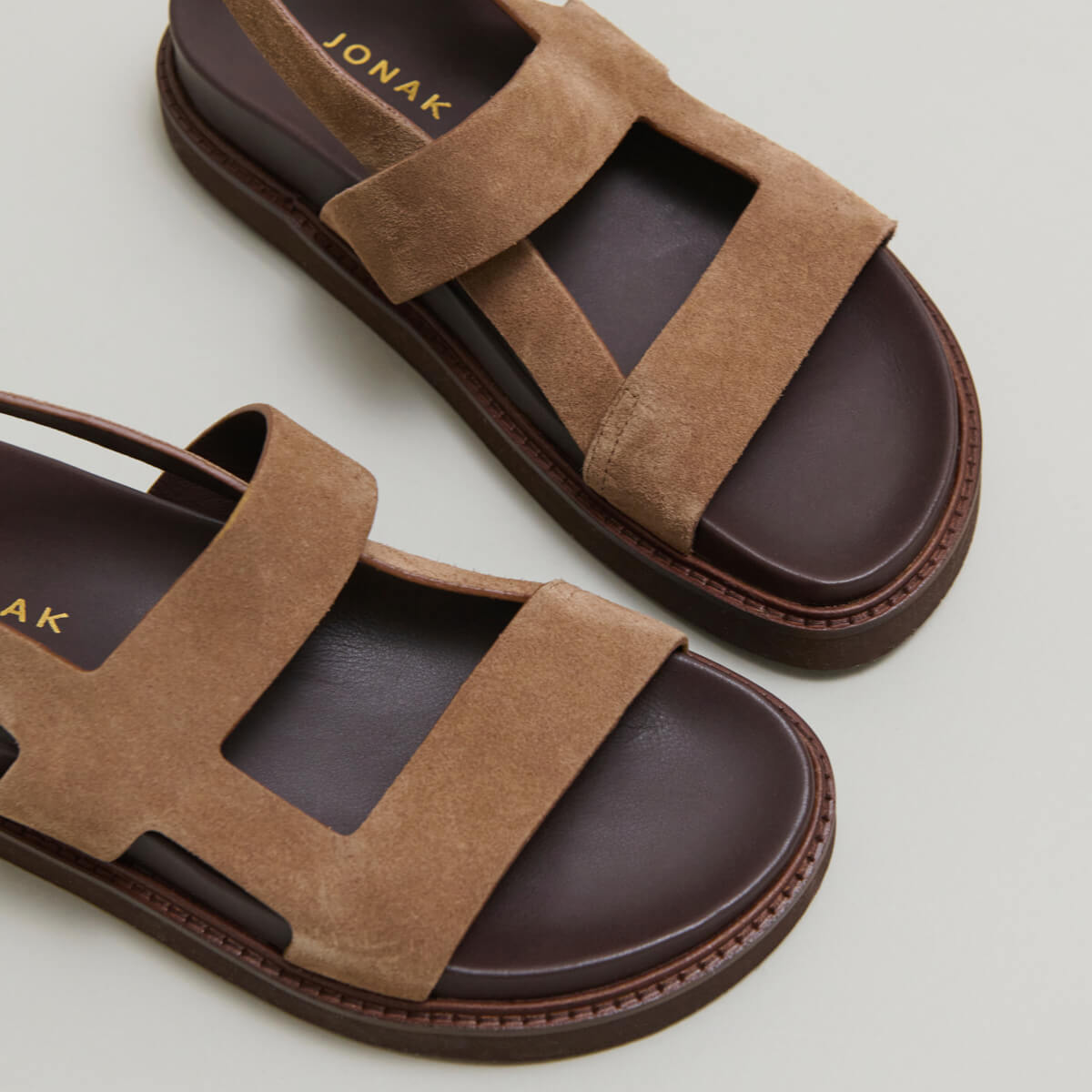 Cross-strap sandals in taupe suede | LAGUNE