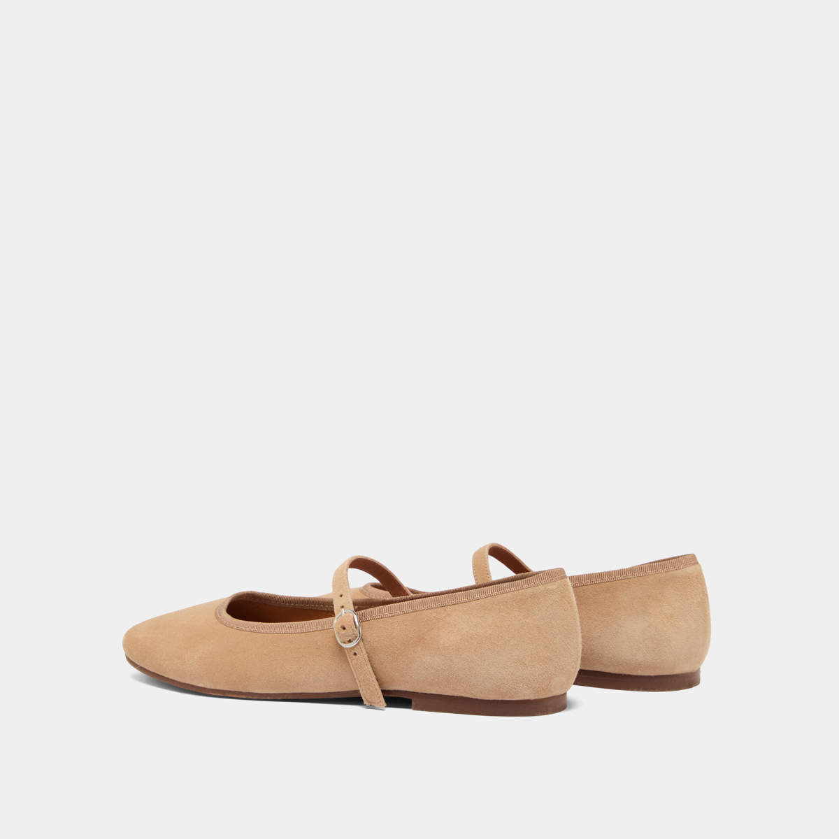 Ballet flats with straps in camel suede | DOUCEUR