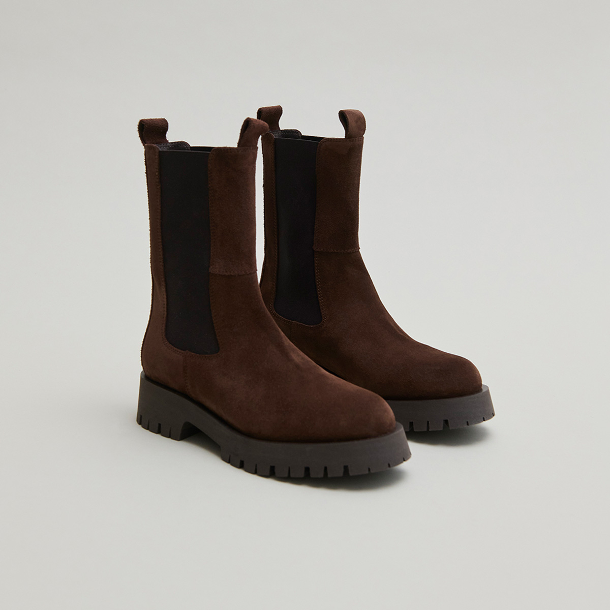 Platform ankle boots in brown suede | RIDLE