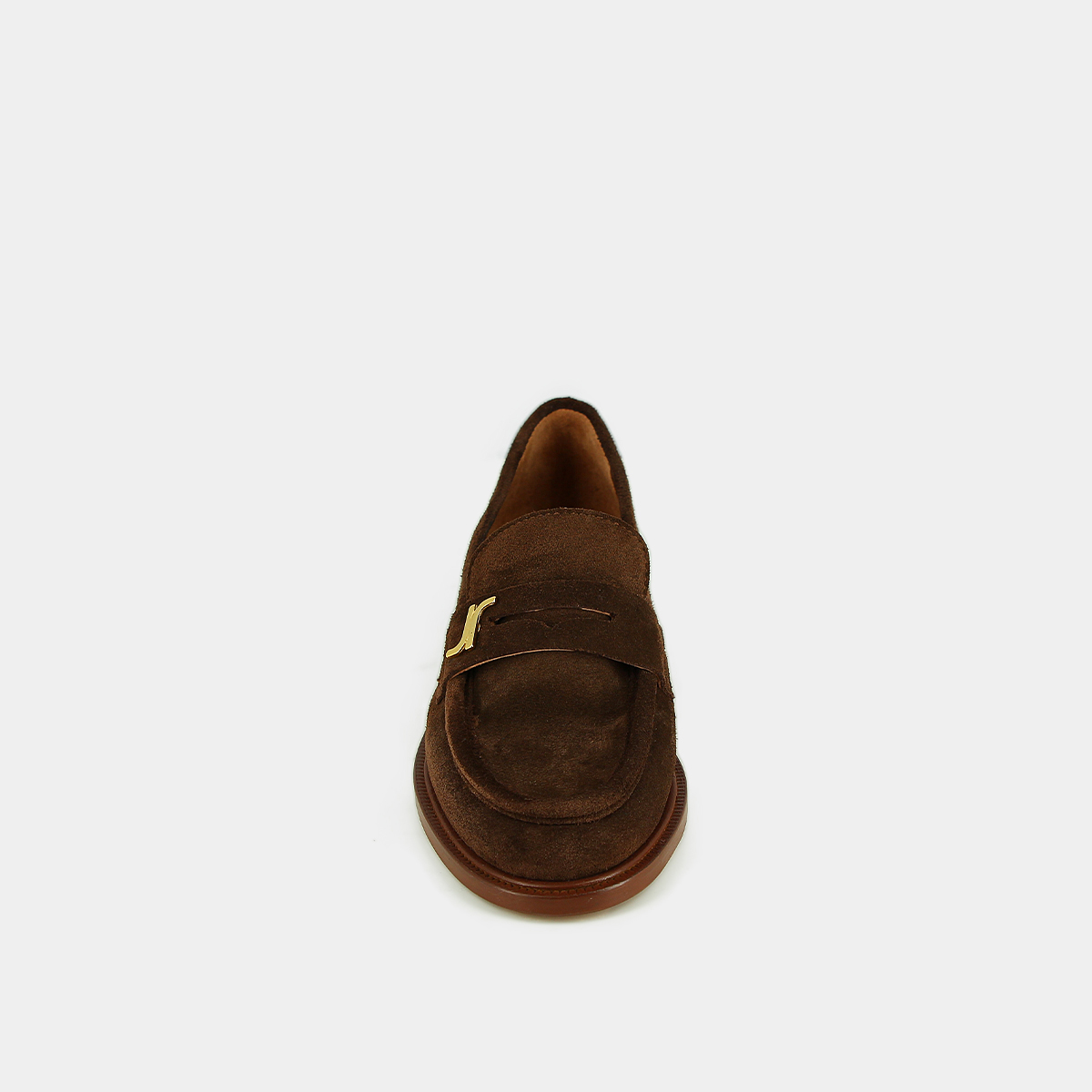 Round-toe loafers in brown suede | DUEDI