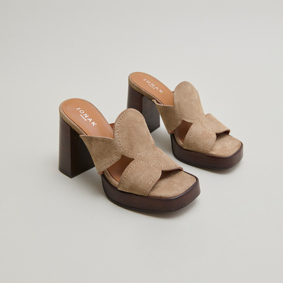 Heeled mules in taupe suede | BELLE