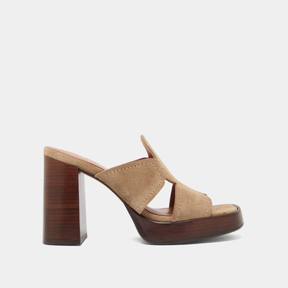 Heeled mules in taupe suede | BELLE