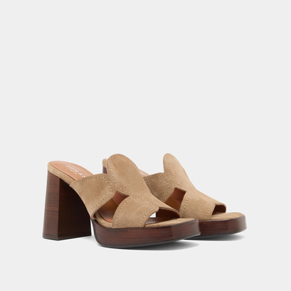 Heeled mules in taupe suede | BELLE