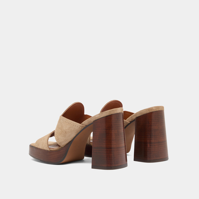 Heeled mules in taupe suede | BELLE
