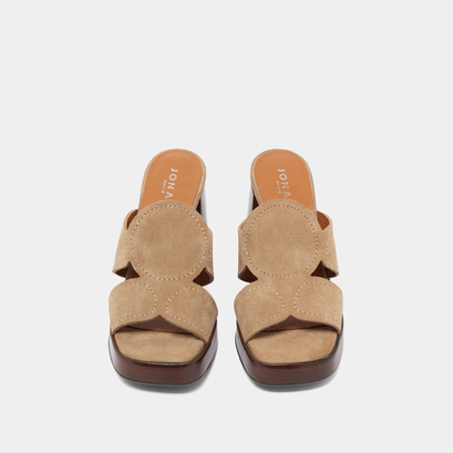 Heeled mules in taupe suede | BELLE