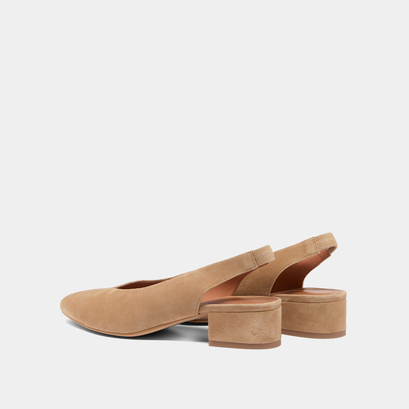 Ballet flats with open backs in camel velvet | vince