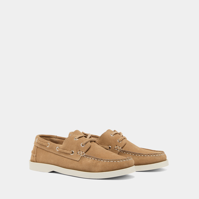 Derbies with thick laces and topstitching in beige crust | ombeline