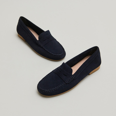 Loafers with topstitching in navy crust | greg