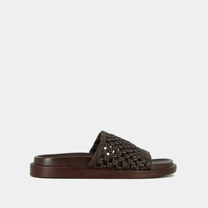 Openwork mules in dark brown leather | wozart