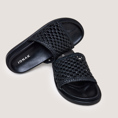 Openwork mules in black leather | wozart