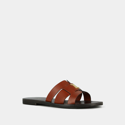 Plagettes with monogram in cognac leather | weil