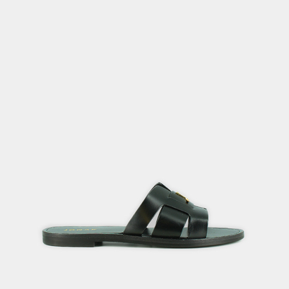 Plagettes with monogram in black leather | weil